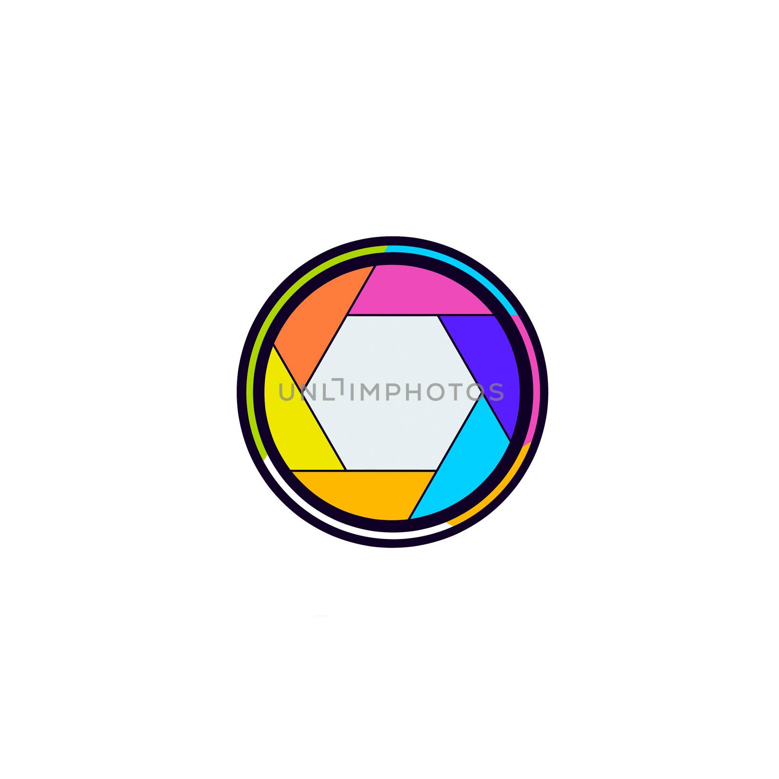 Colorful camera shutter icon on white background. by praditlohhana