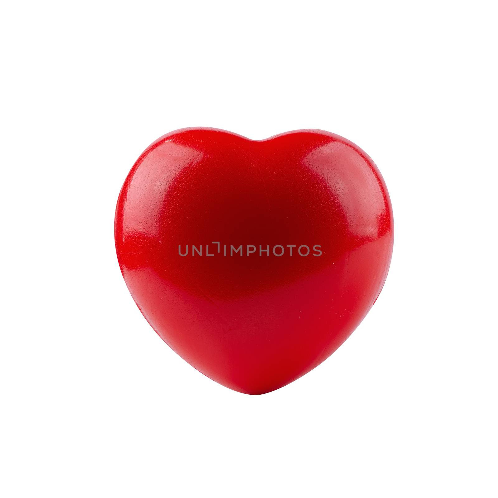 Red ball foam with shape heart isolated over white background.
