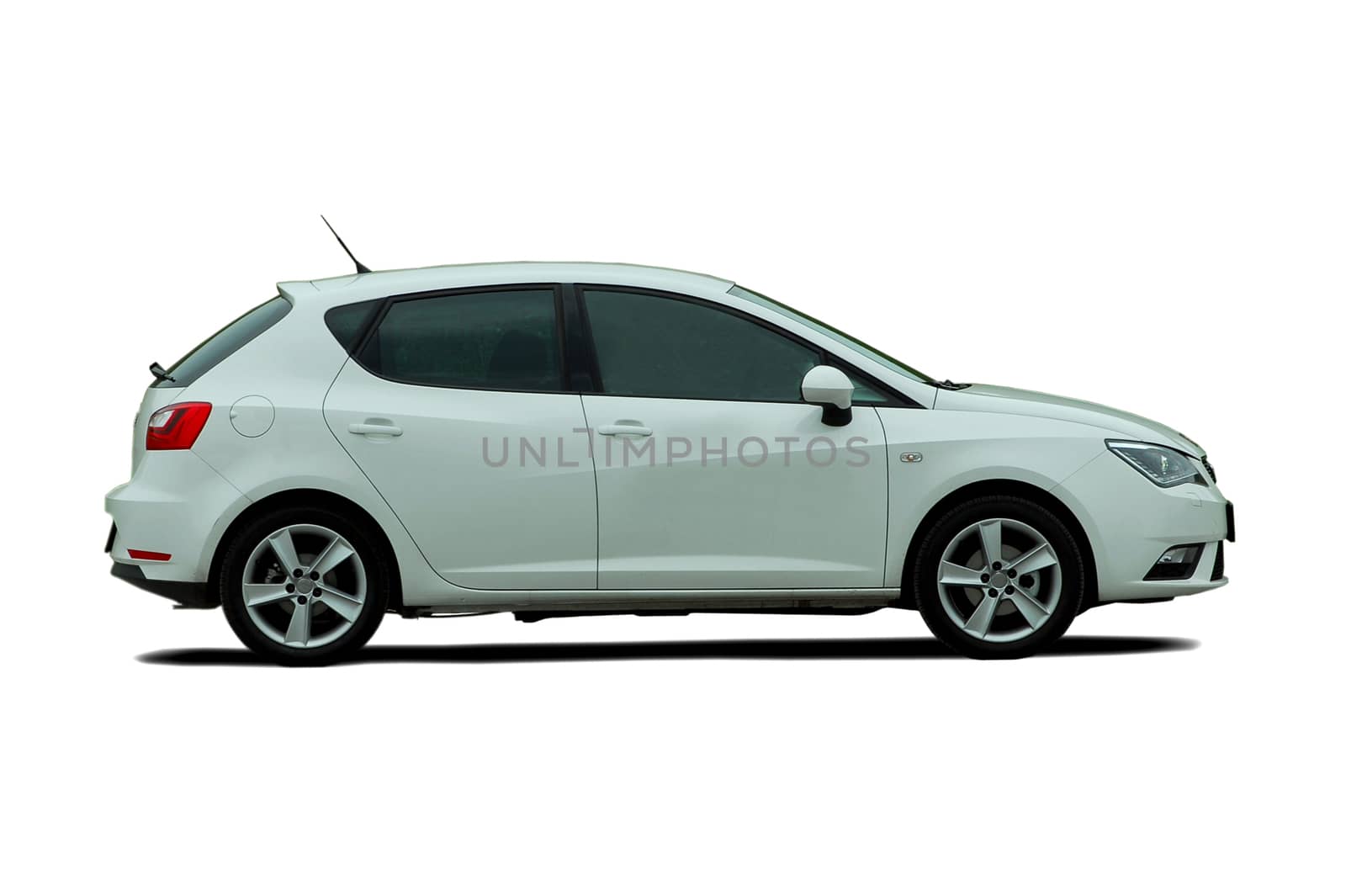 small white car on white background side view