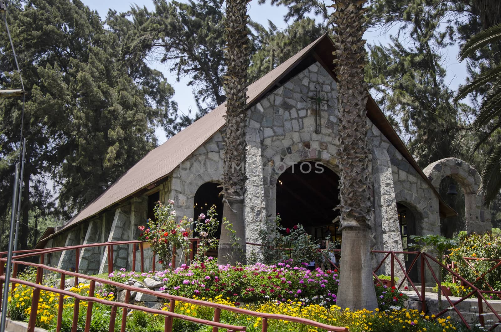 Church hidden among trees