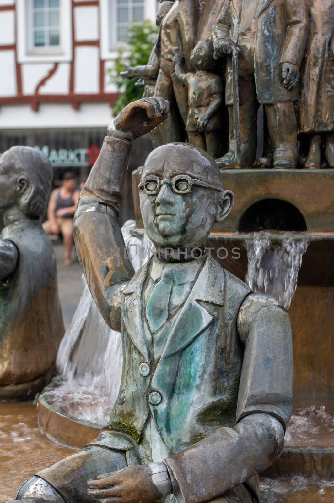Council Fountain (Ratsbrunnen) in Linz on the Rhine. Detail of the politician by MarcoWarm