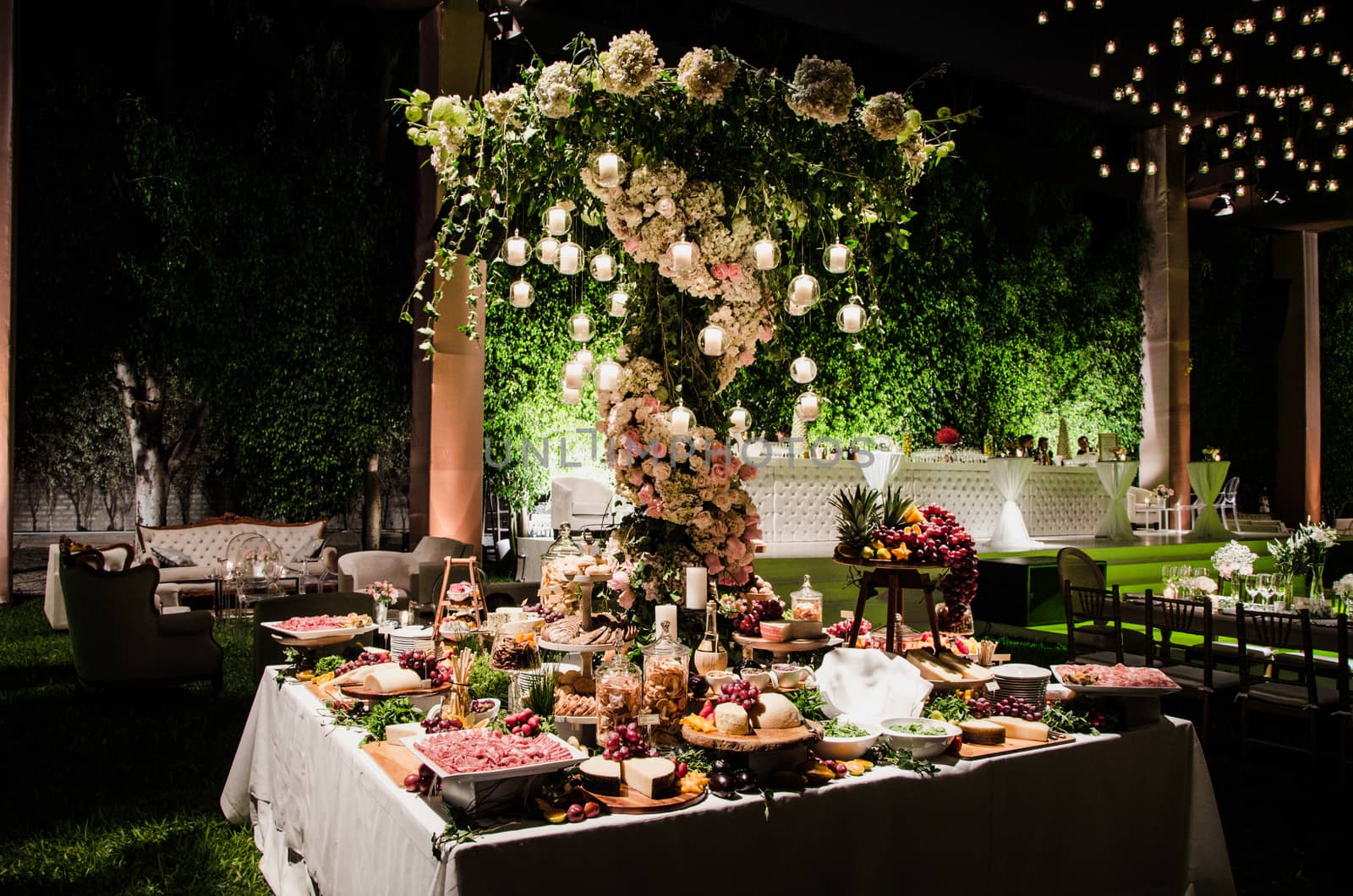 Table of salty snacks for a wedding