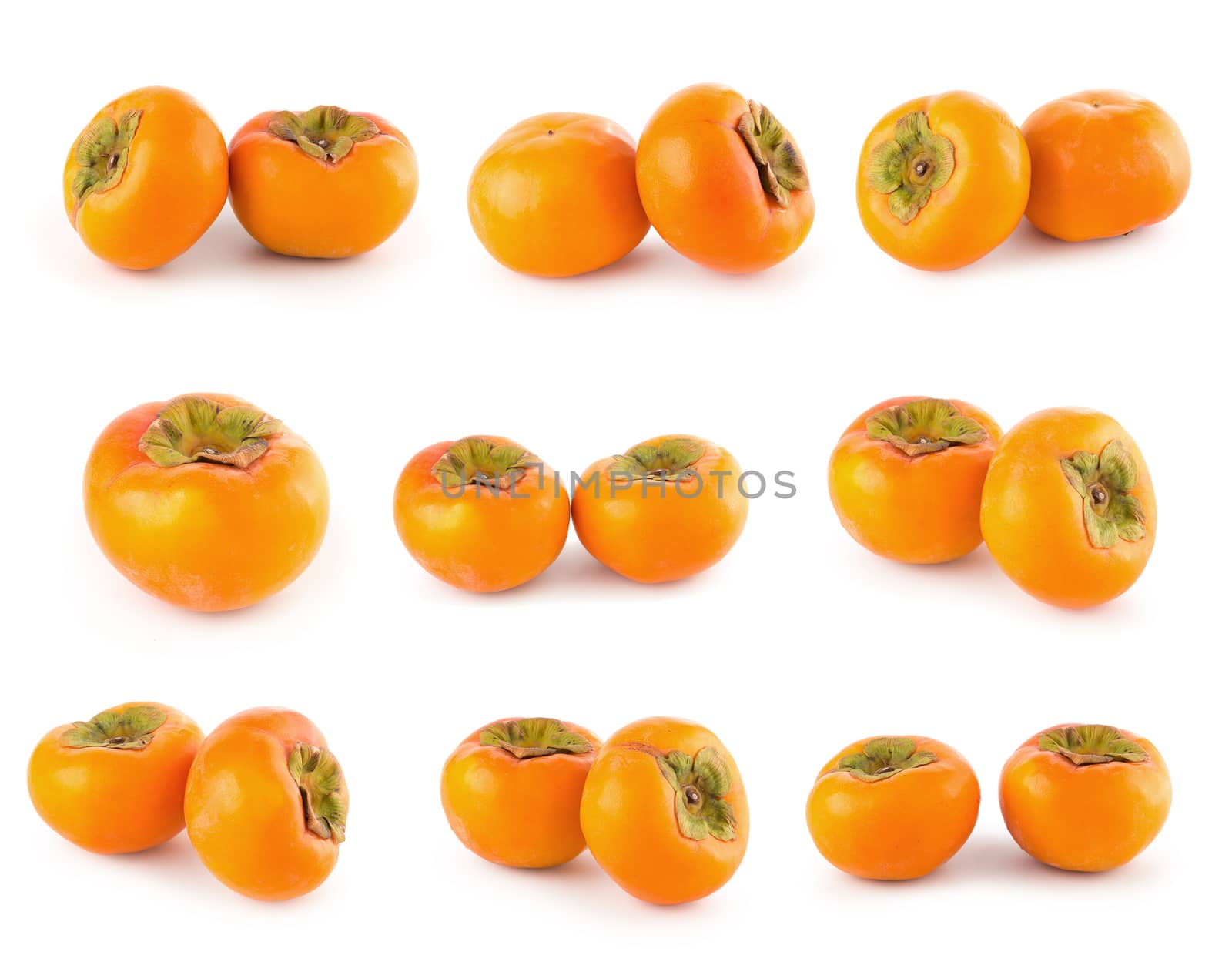 fresh ripe persimmons isolated on white background.