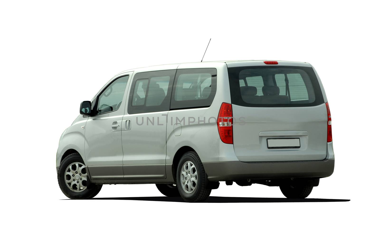 grey minibus isolated over white