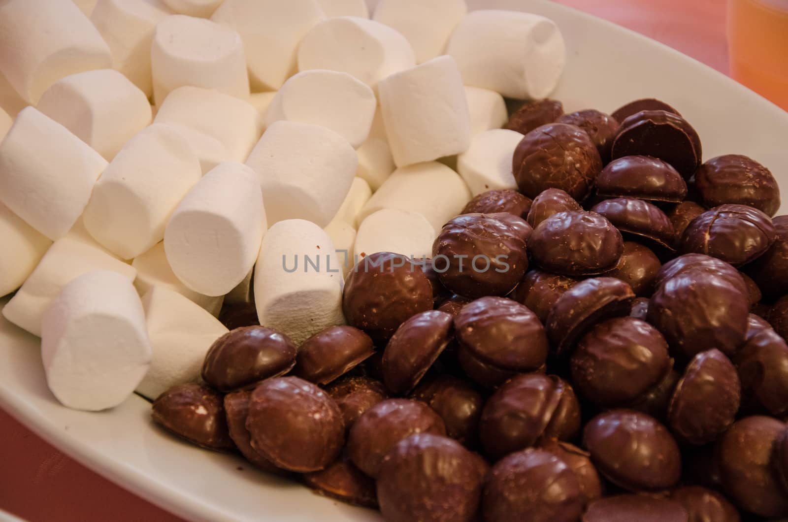 Sweet snacks, marshmallows and chocolate