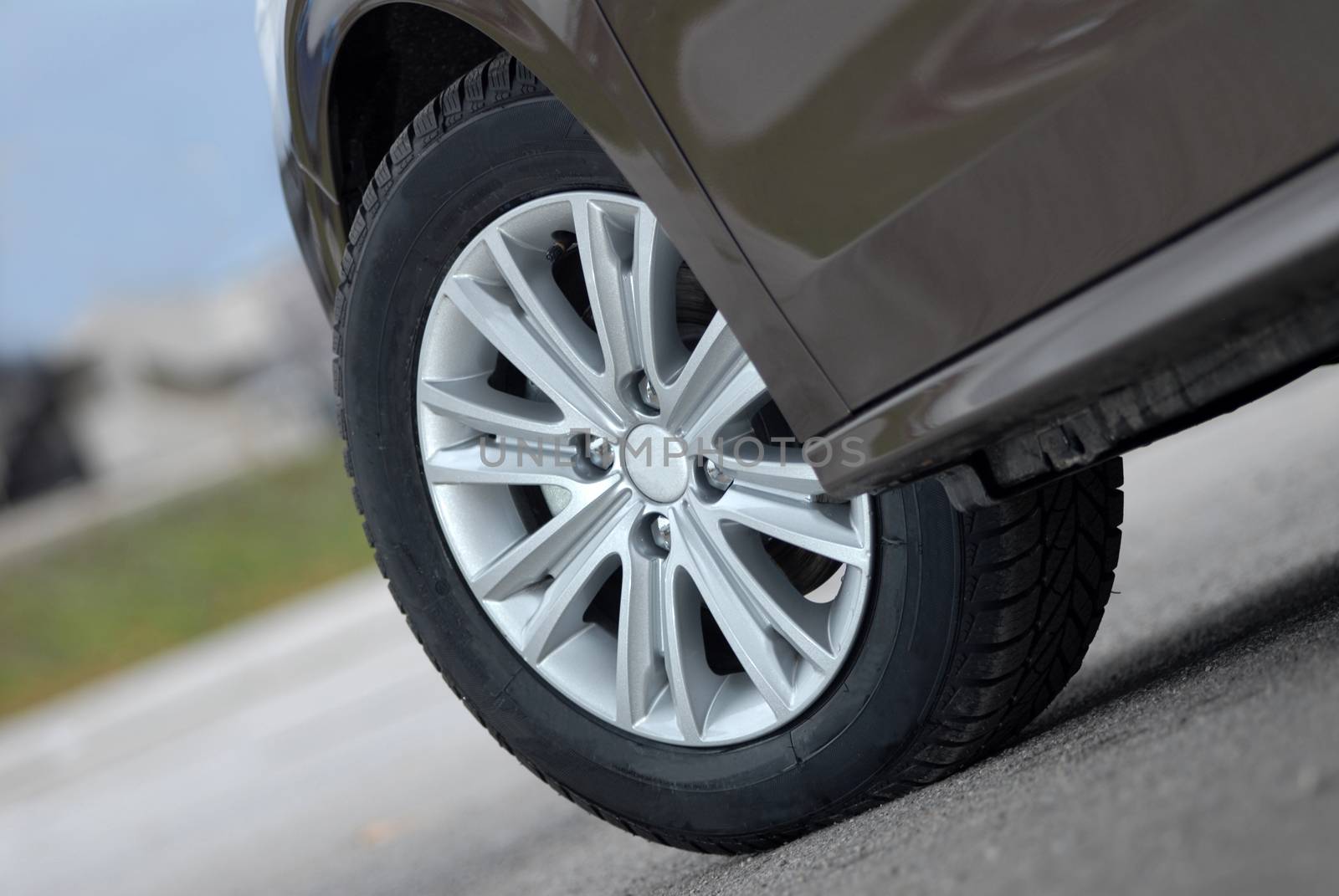 tire and alloy wheel on this high performance sports car