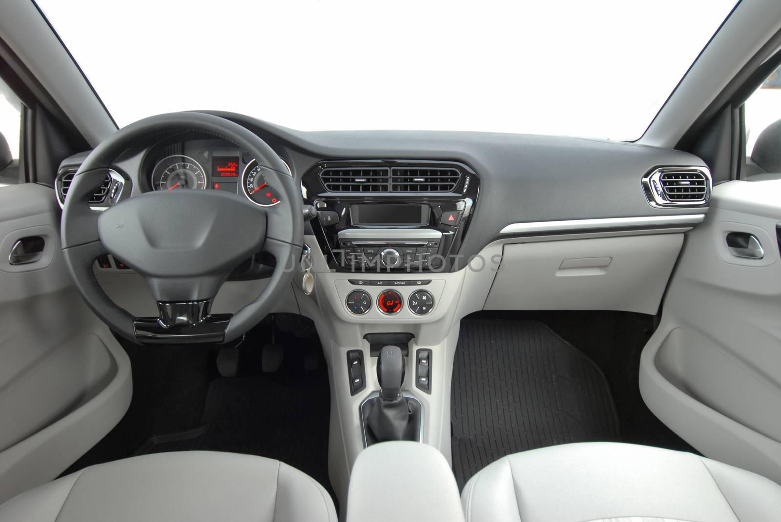 the inside of the passenger car, front view