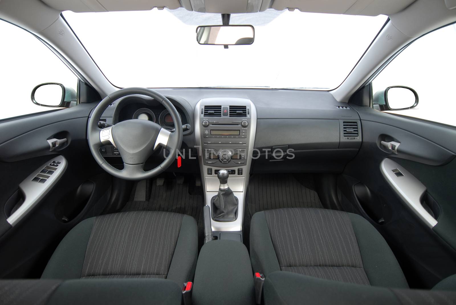 the inside of the passenger car, front view