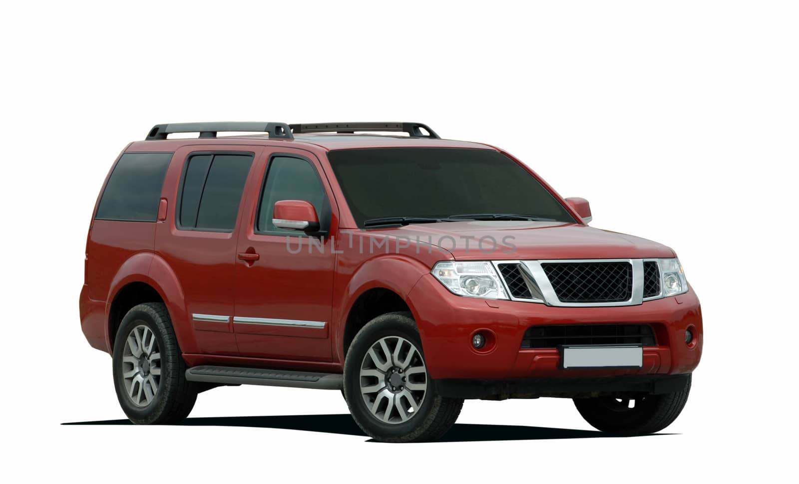 red large SUV on a white background