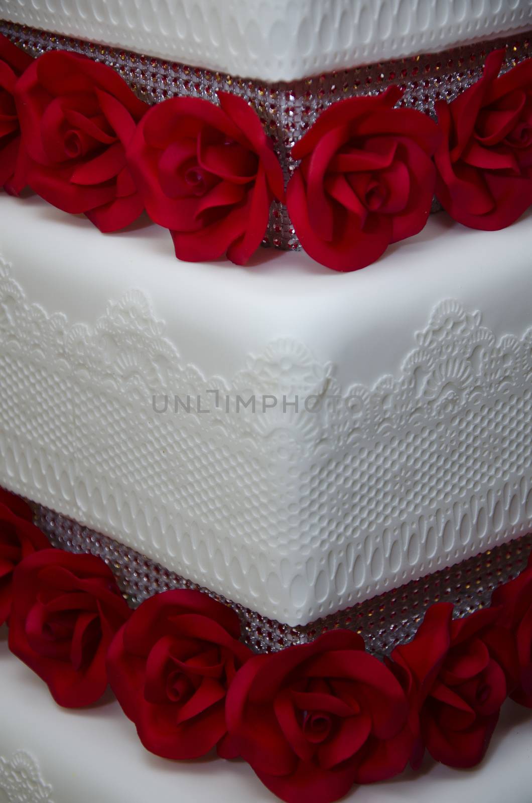 Wedding cake decorated with roses