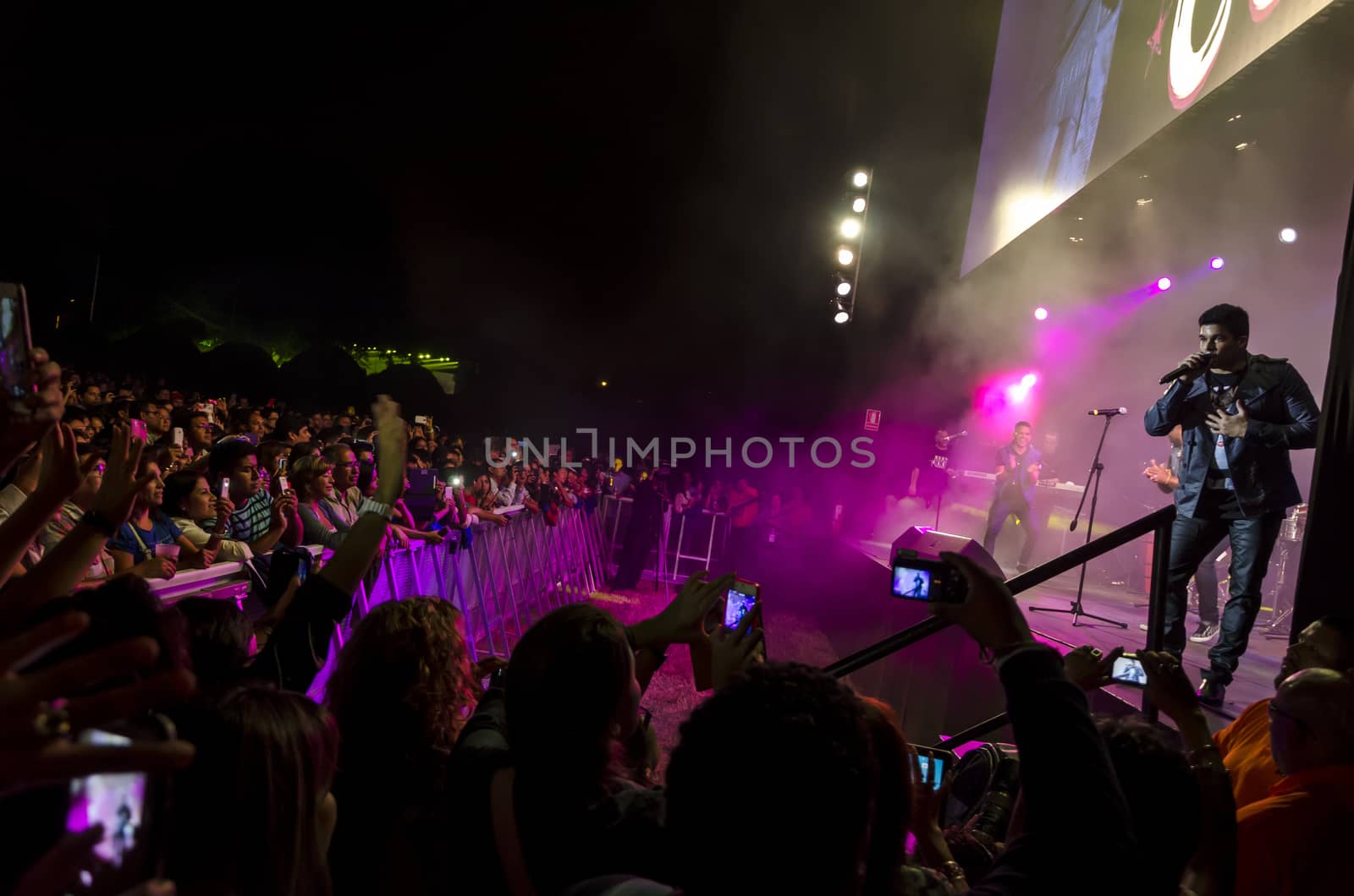 Lima, Peru - APRIL 7th 2015: Jerry Rivera Concert. The euphoric audience at the concert