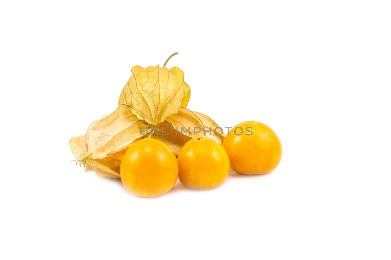 Cape gooseberry, very delicious and healthy berry physalis isolated on white background.