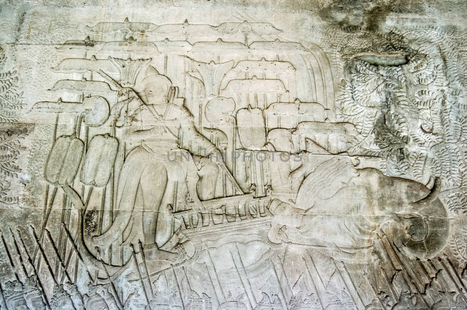 King Suryavarman II on elephant by BasPhoto