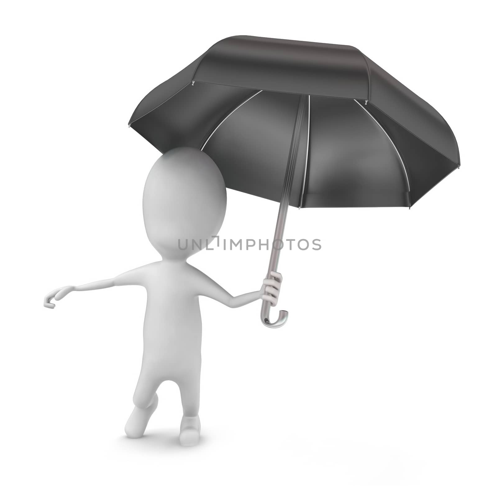 3d man holding an umbrella in hands concept by qualityrender