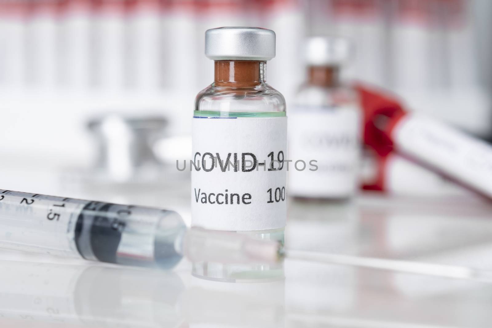 Nobel coronavirus covid-19 vaccine vial a illustrative picture,  by Aedka_Stodio