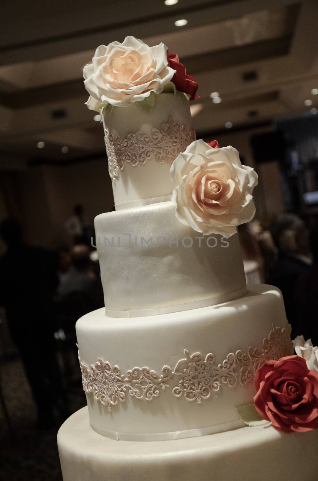 Wedding cake decorated with roses