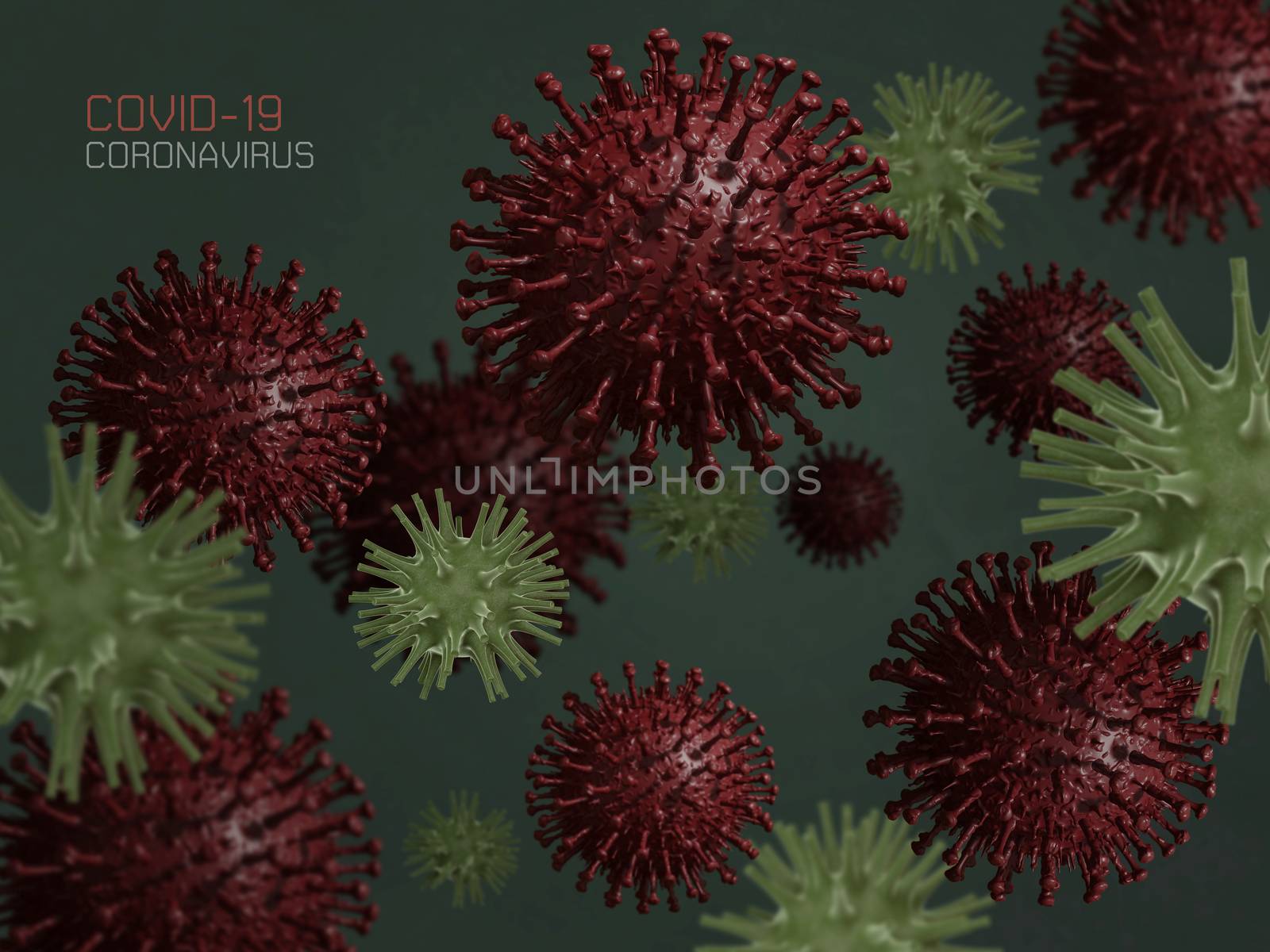 Coronavirus 2019-nCov novel coronavirus concept resposible for asian flu outbreak and coronaviruses influenza as dangerous flu strain cases as a pandemic. Microscope virus close up. 3d rendering.