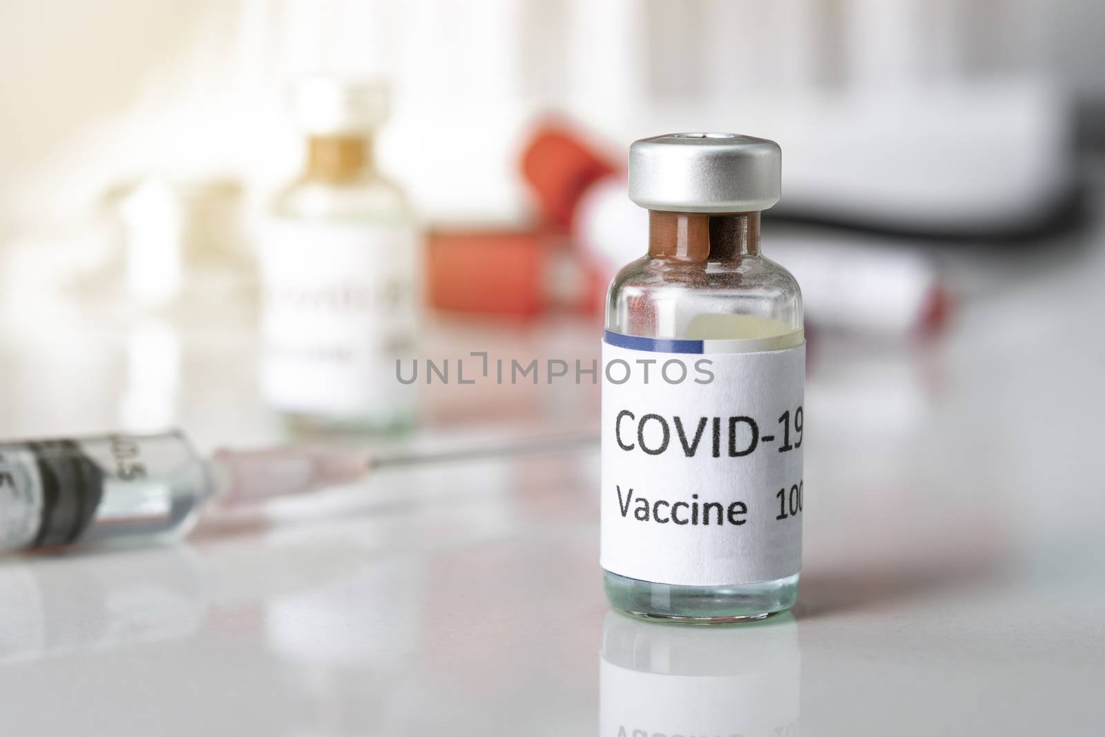 Nobel coronavirus covid-19 vaccine vial a illustrative picture,  by Aedka_Stodio