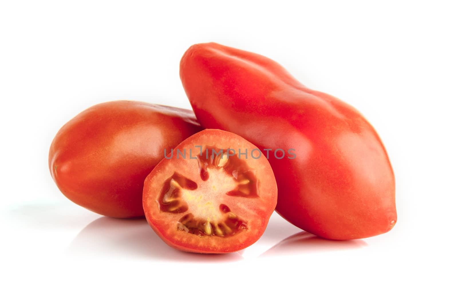 Fresh and ripe cherry tomato on white background (Solanum lycope by Aedka_Stodio