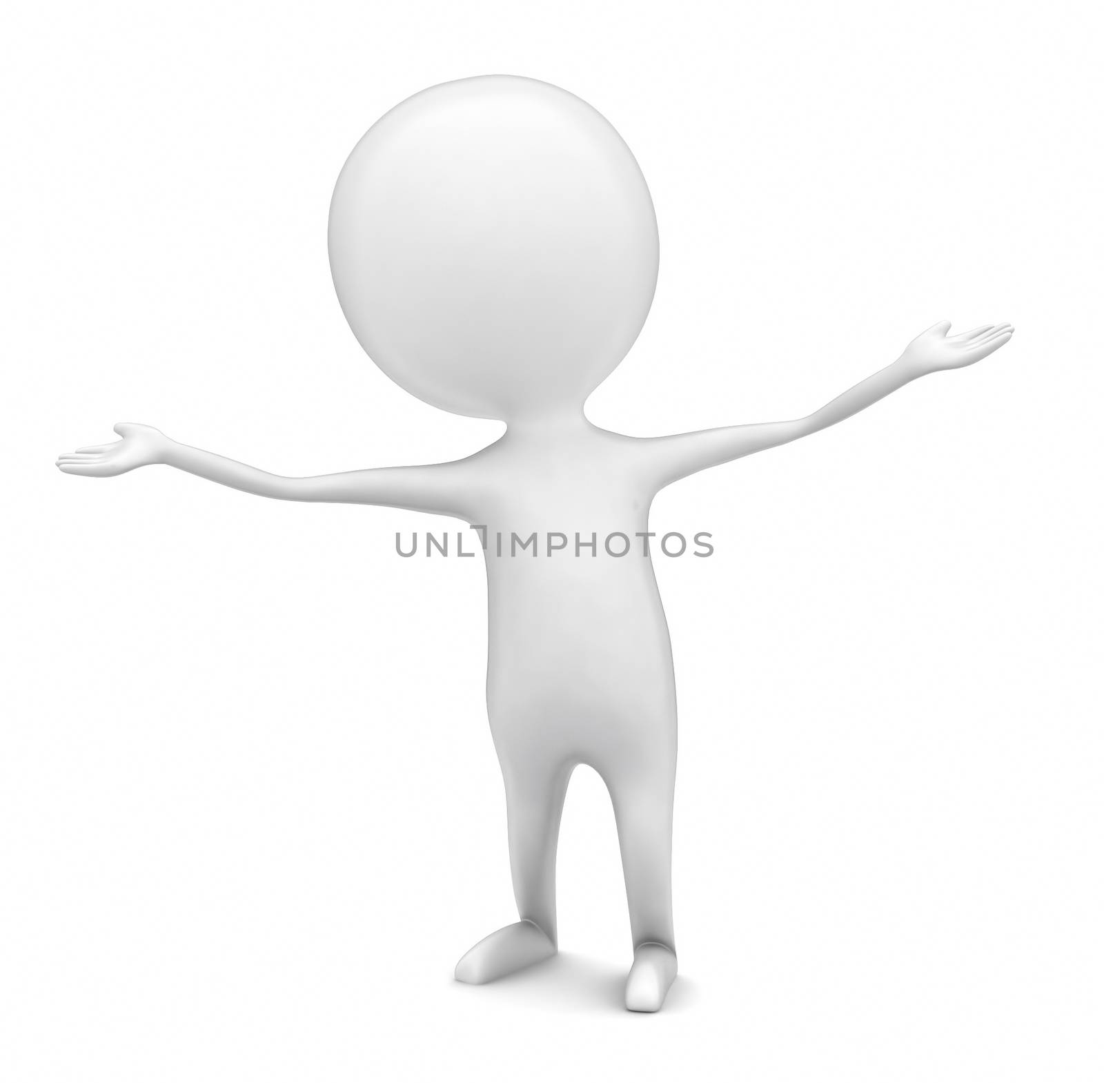 3d man welcoming concept in white isolated background - 3d rendering , front angle view