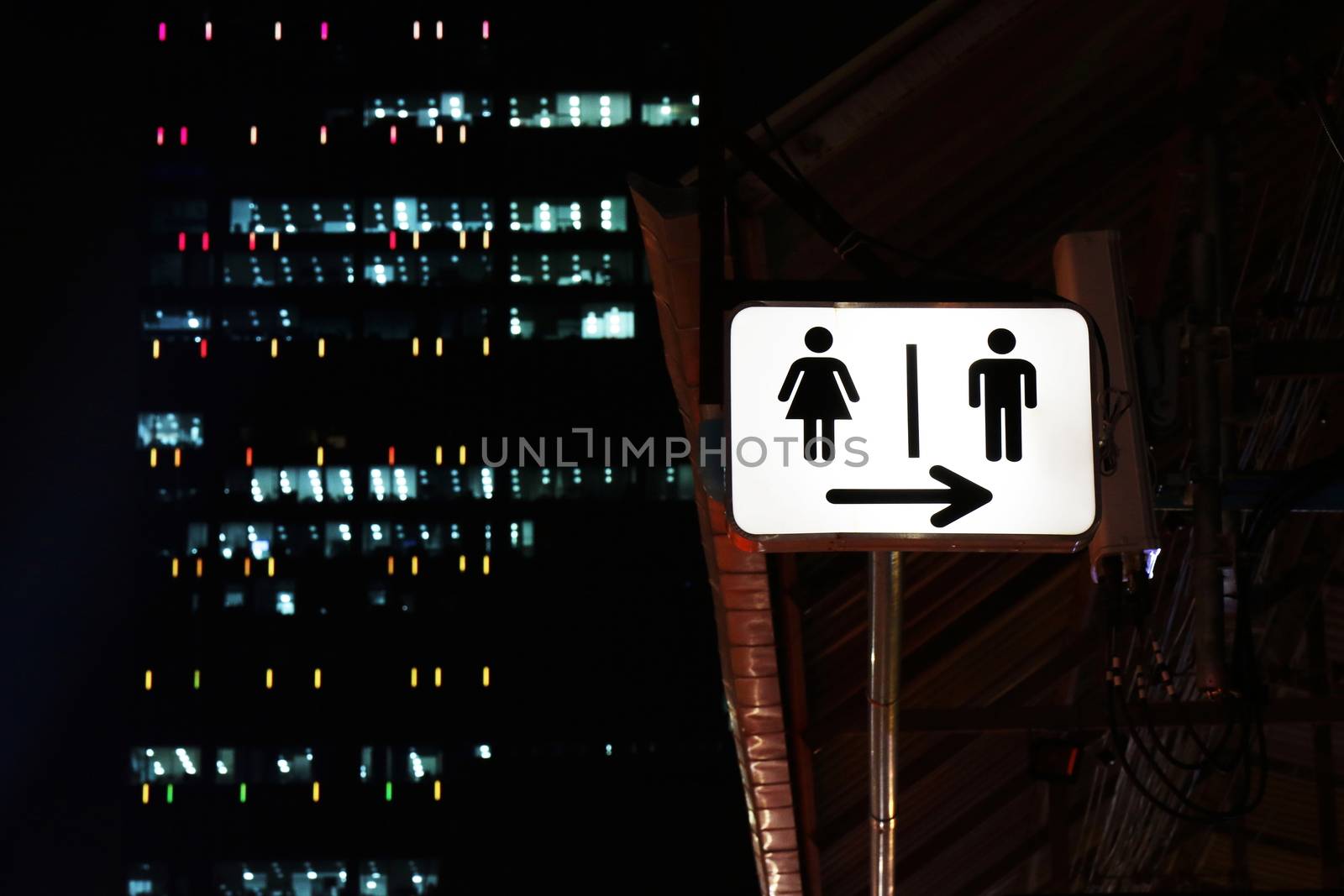 signs night bathroom, toilet sign male female, signs, toilets signs in pubs public, night parties and multicolored lights by cgdeaw