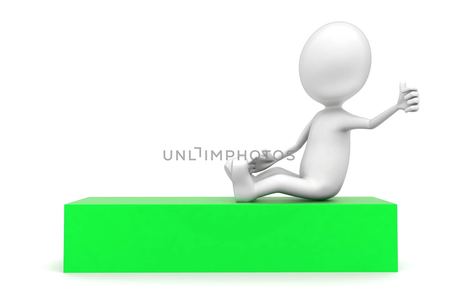 3d man showing thumbs up concept in white isolated backgrond , front angle view