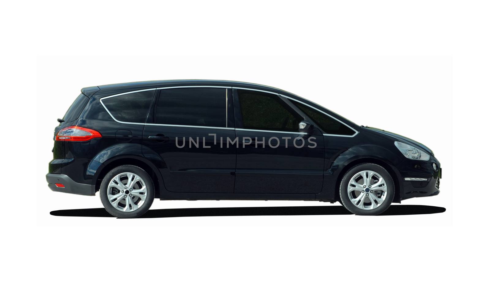 black minivan on white background