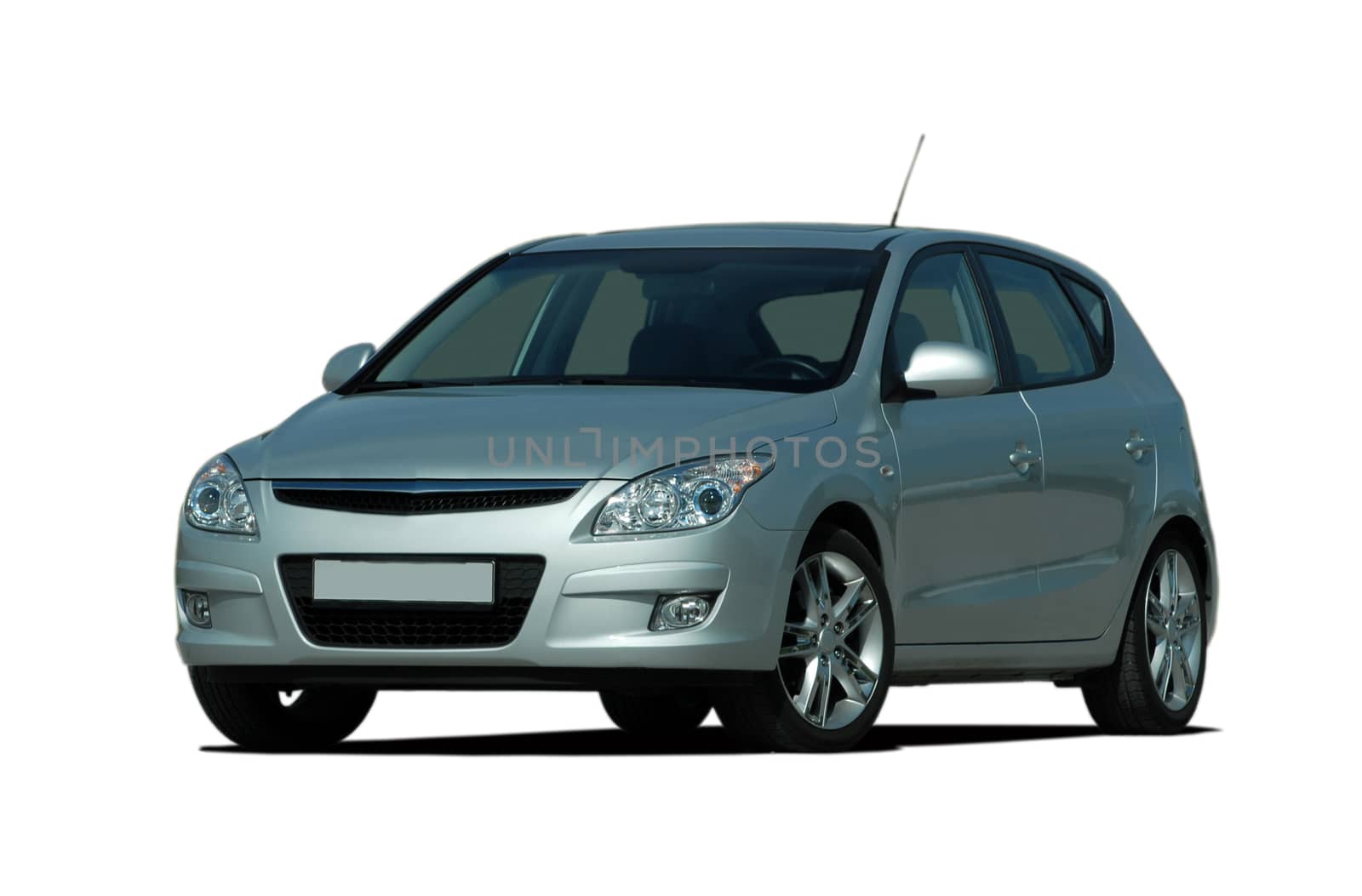 gray hatchback on white background