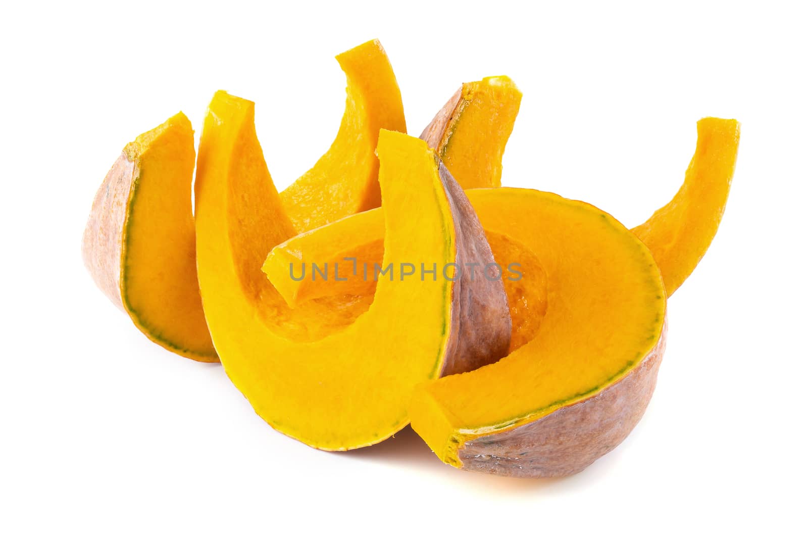 Slice of pumpkin isolated on a white background.