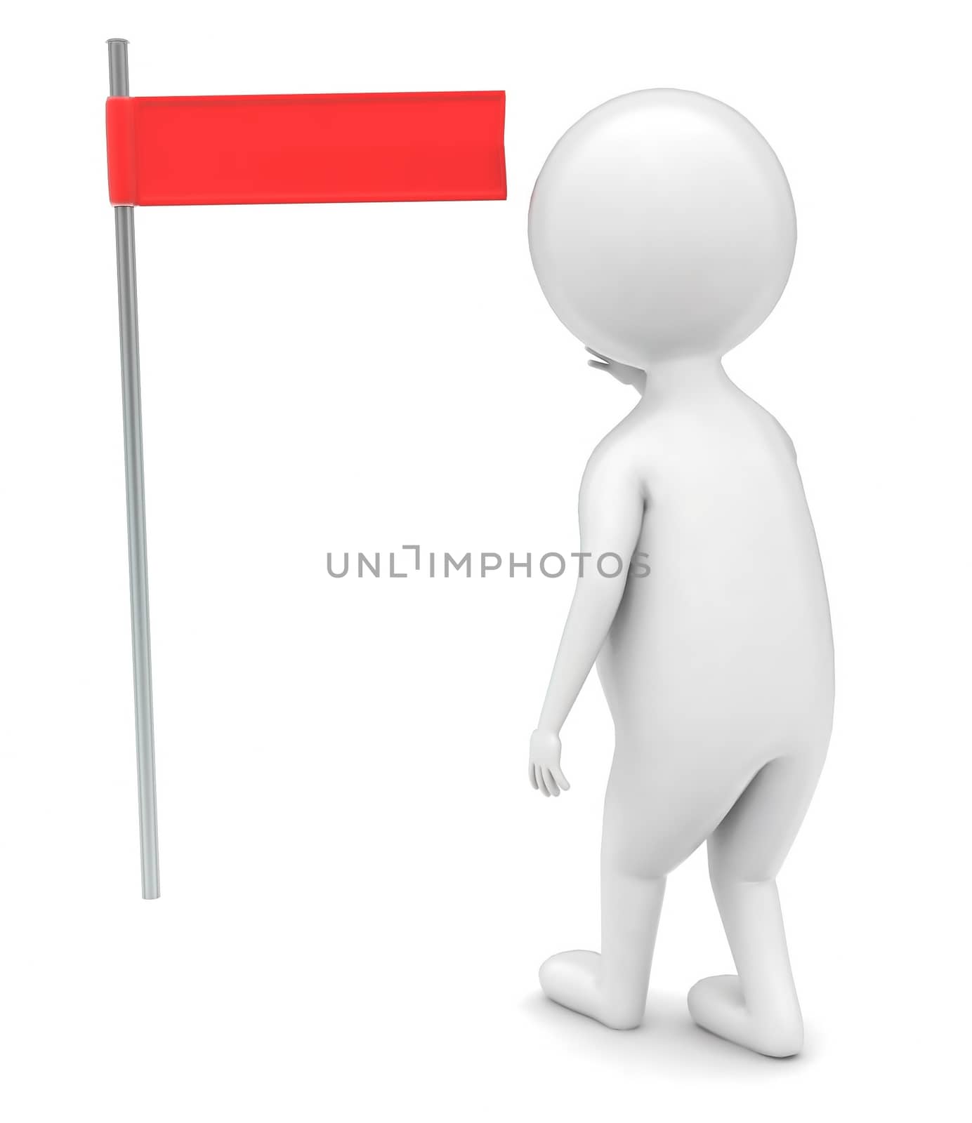 3d man looking at bill board concept in white isolated background - 3d rendering , front angle view