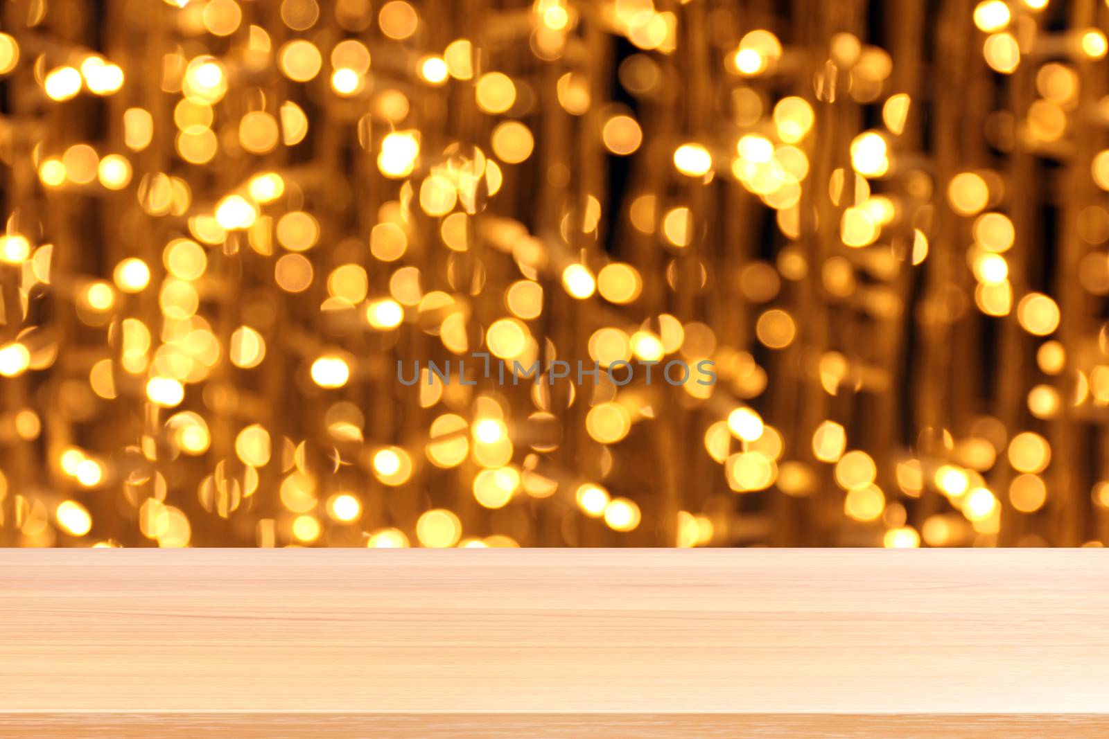 wood plank on bokeh golden yellow colorful background, empty wood table floors on bokeh glitter light gold luxury, wood table board empty front glittering gold, wooden on bokeh lighting shine gold