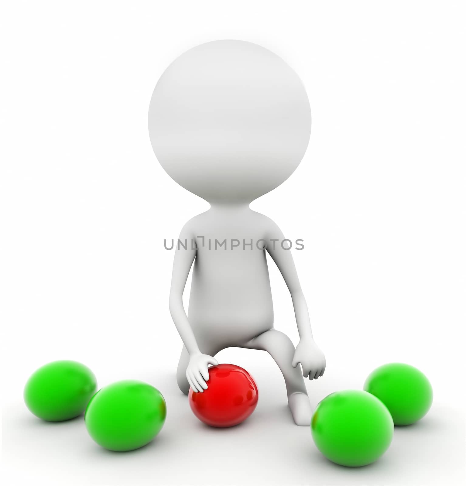 3d man playing with different balls concept by qualityrender