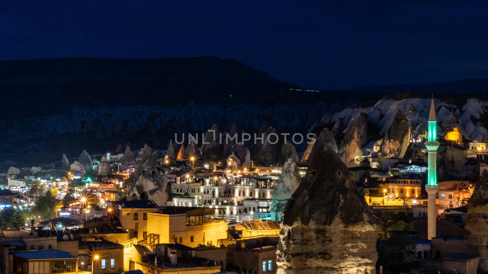 Night landscape in Goreme, Cappadocia, Turkey.