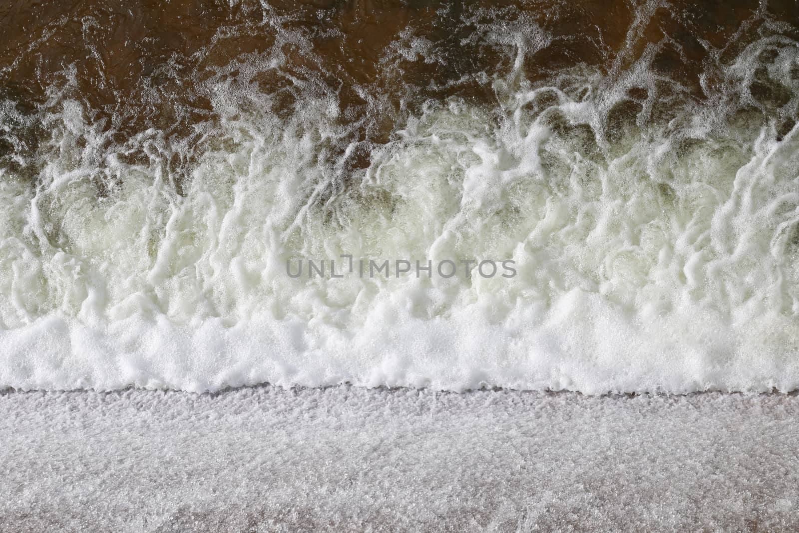 Water flowing splash fresh, Water flow Surface, Flowing water at Small reservoir, Rural water retention dam, splash, Sponge spray top view background