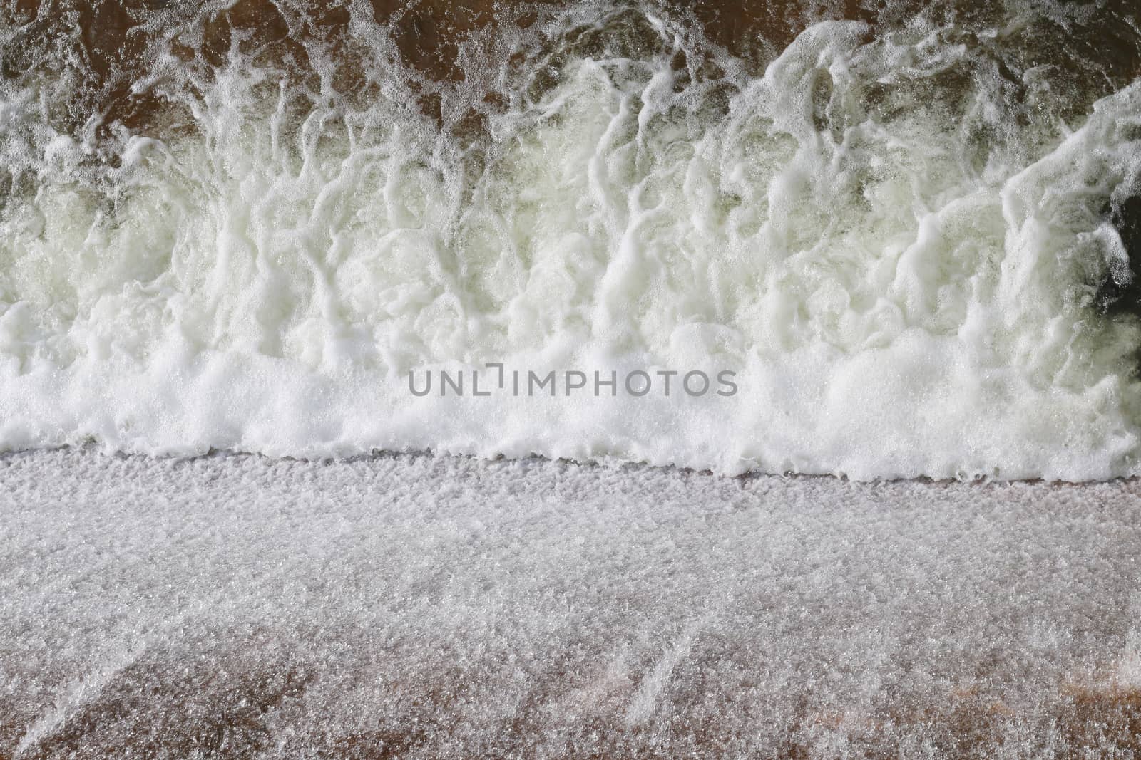 Water flowing splash fresh, Water flow Surface, Flowing water at Small reservoir, Rural water retention dam, splash, Sponge spray top view background