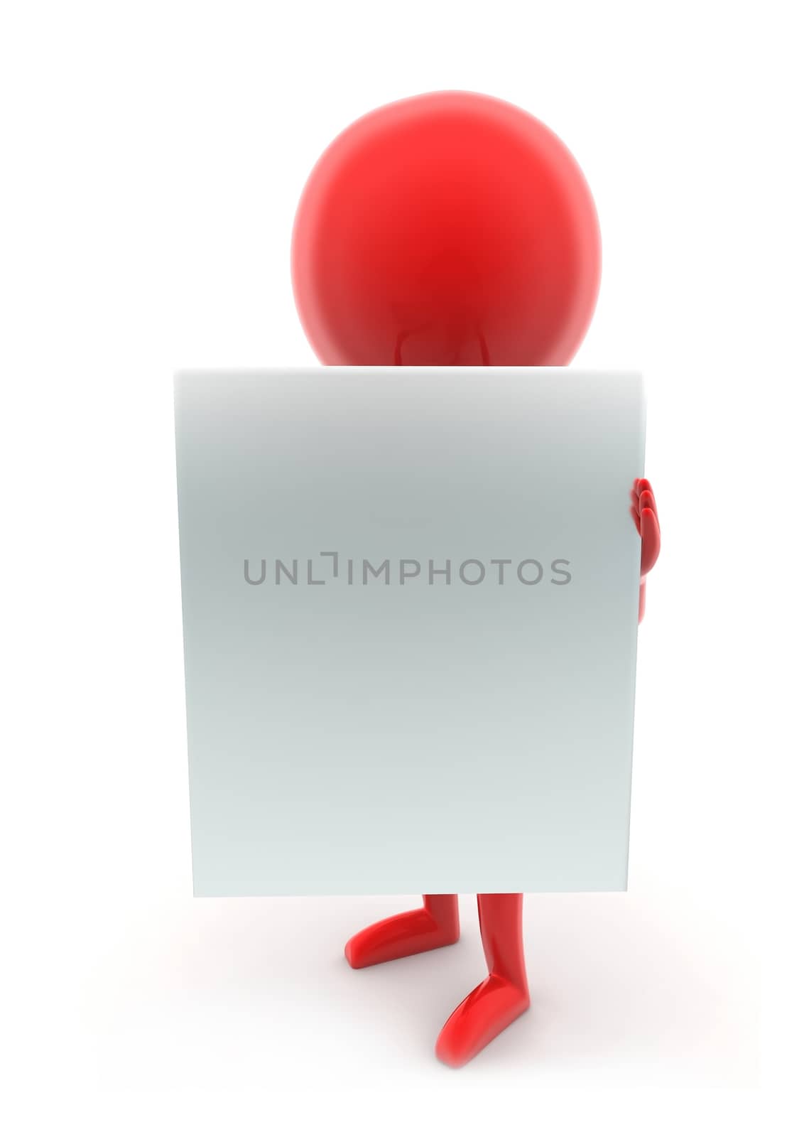 3d man holding silver box concept on white isolated background - 3d rendering , front angle view