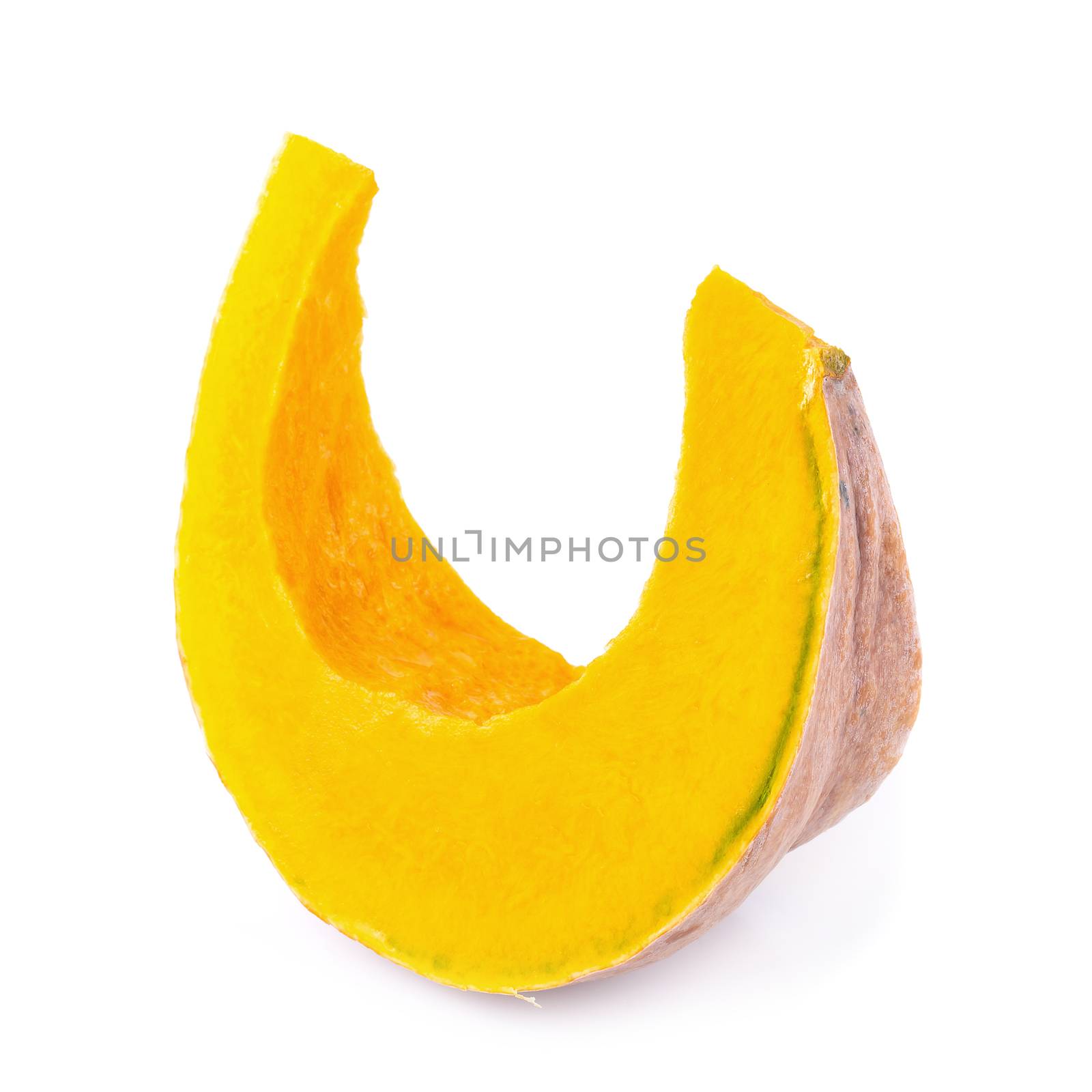 Slice of pumpkin isolated on white background by kaiskynet