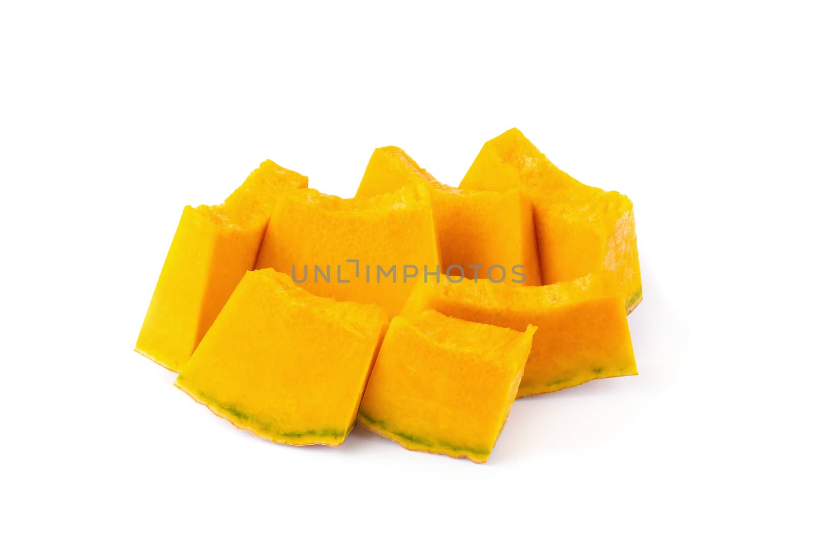 Slice of pumpkin isolated on a white background.