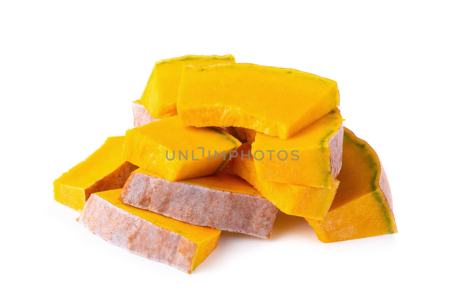 Slice of pumpkin isolated on a white background.