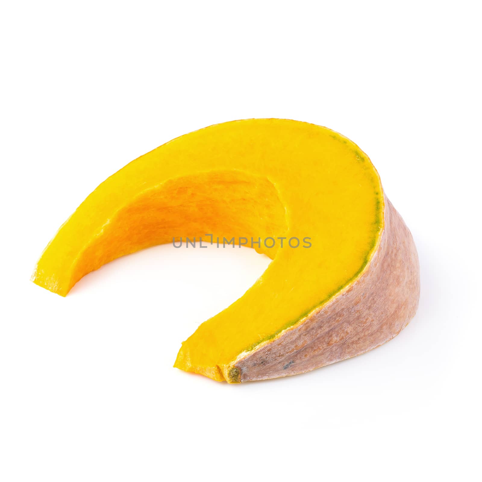 Slice of pumpkin isolated on a white background.