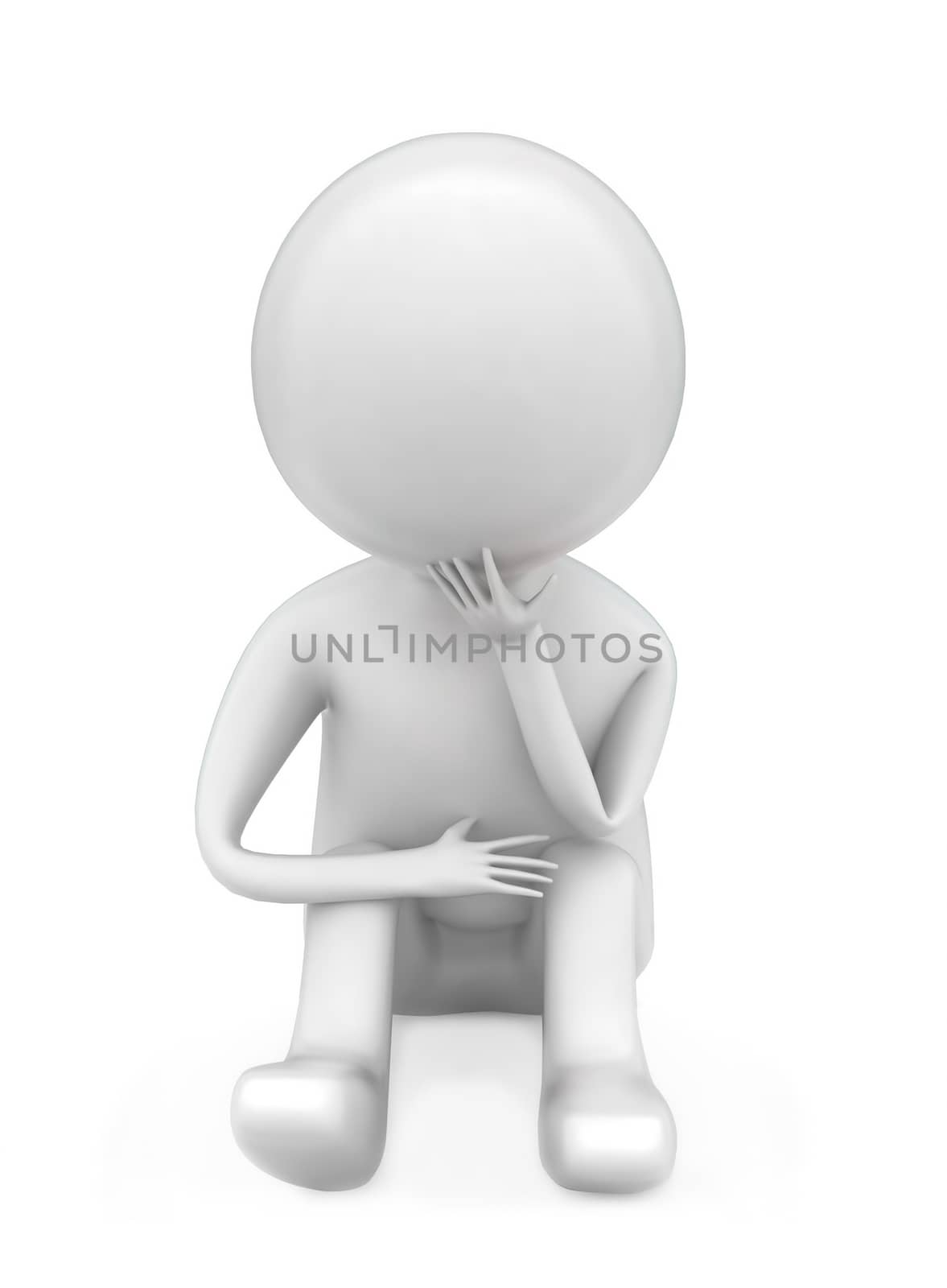 3d man holding a megaphone in hands concept in white isolated background - 3d rendering , front angle view