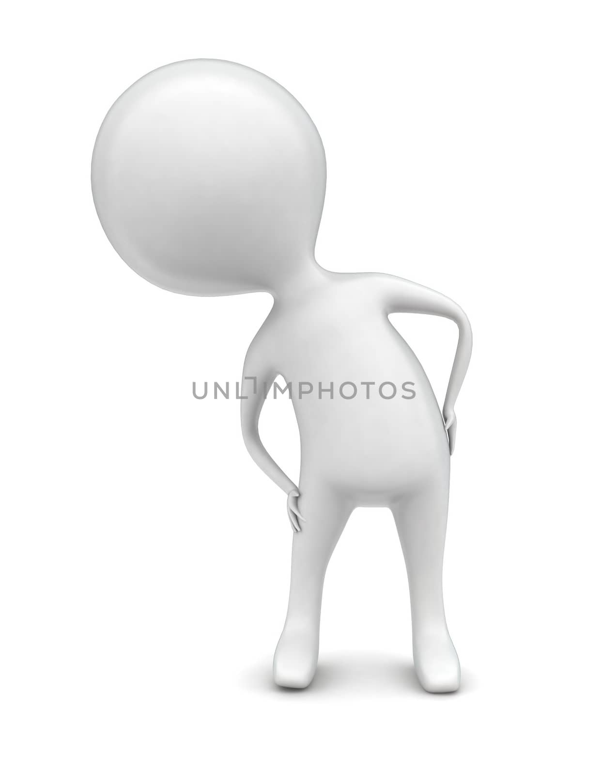 3d man excercising concept in white isolated background , front angle view