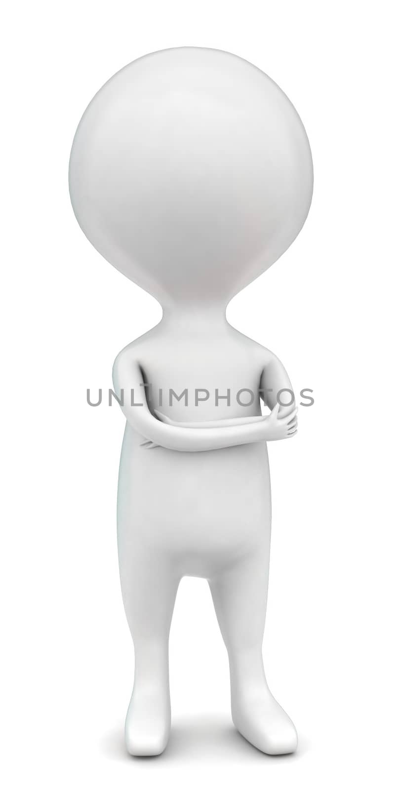 3d man standing concept in white isolated background - 3d rendering , front angle view