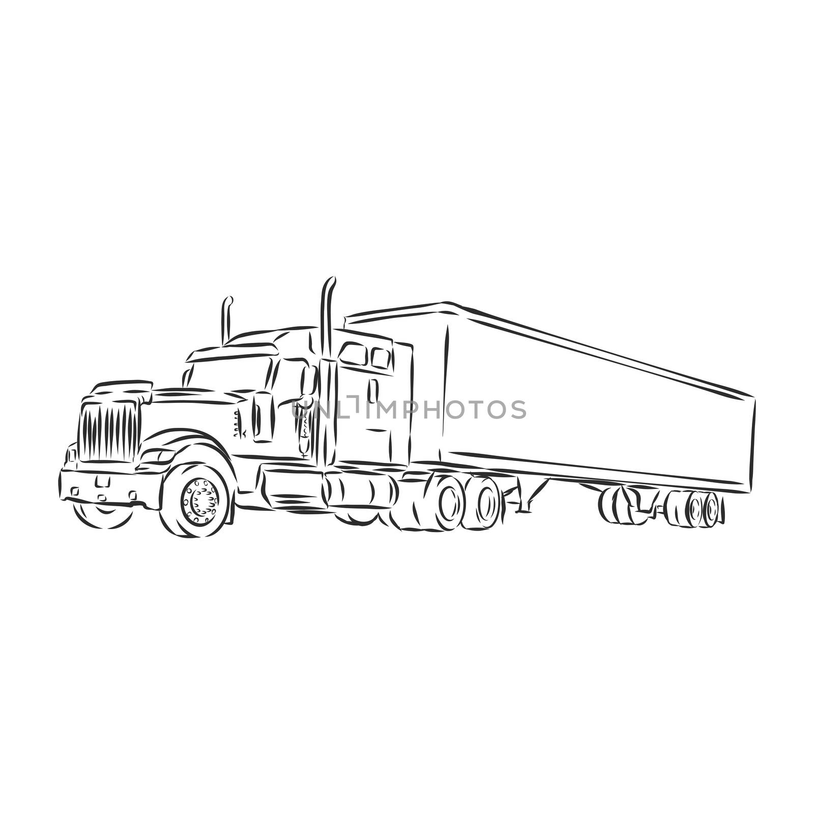 truck symbol, sketch in simple lines