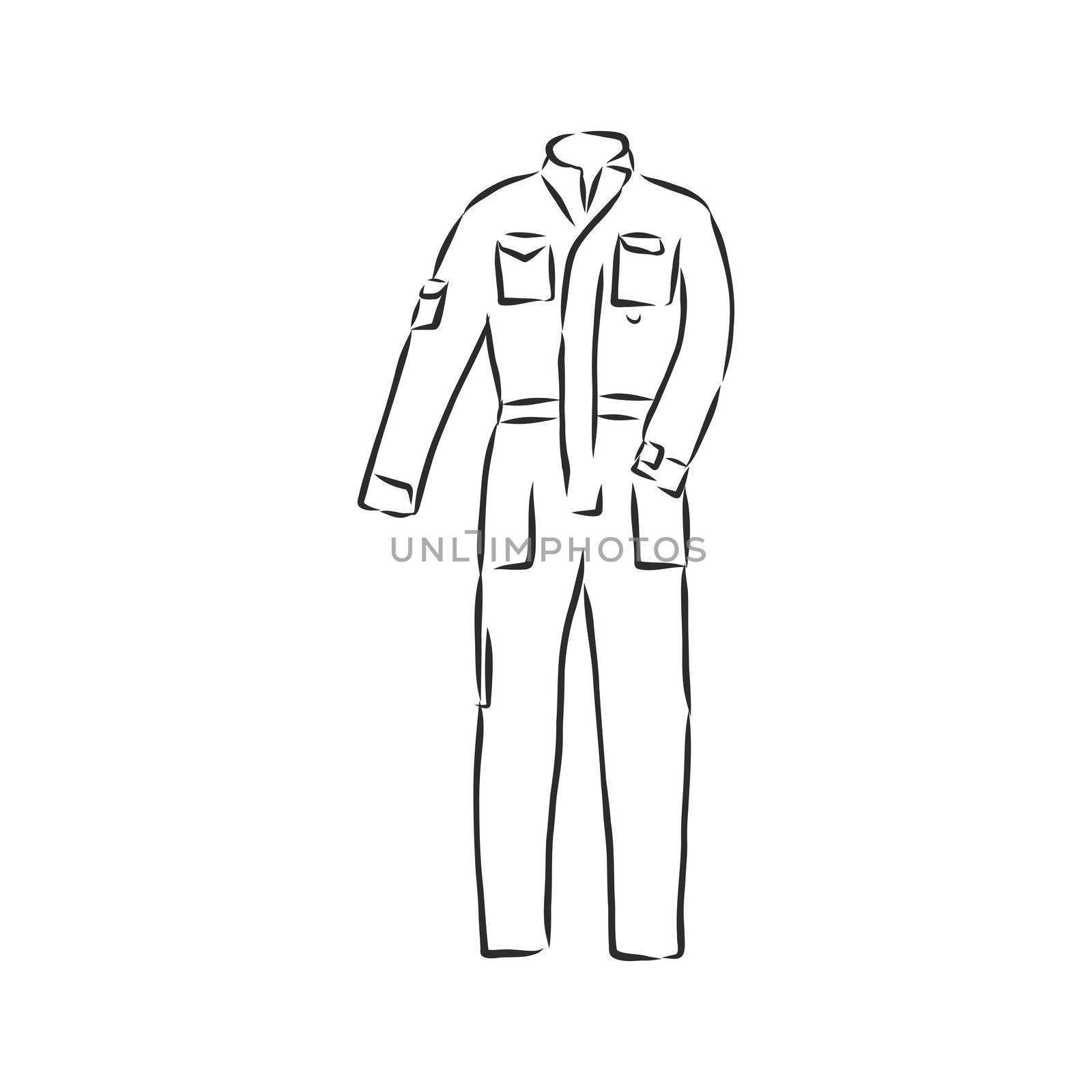 Vector illustration of men's overall. men's overalls vector sketch