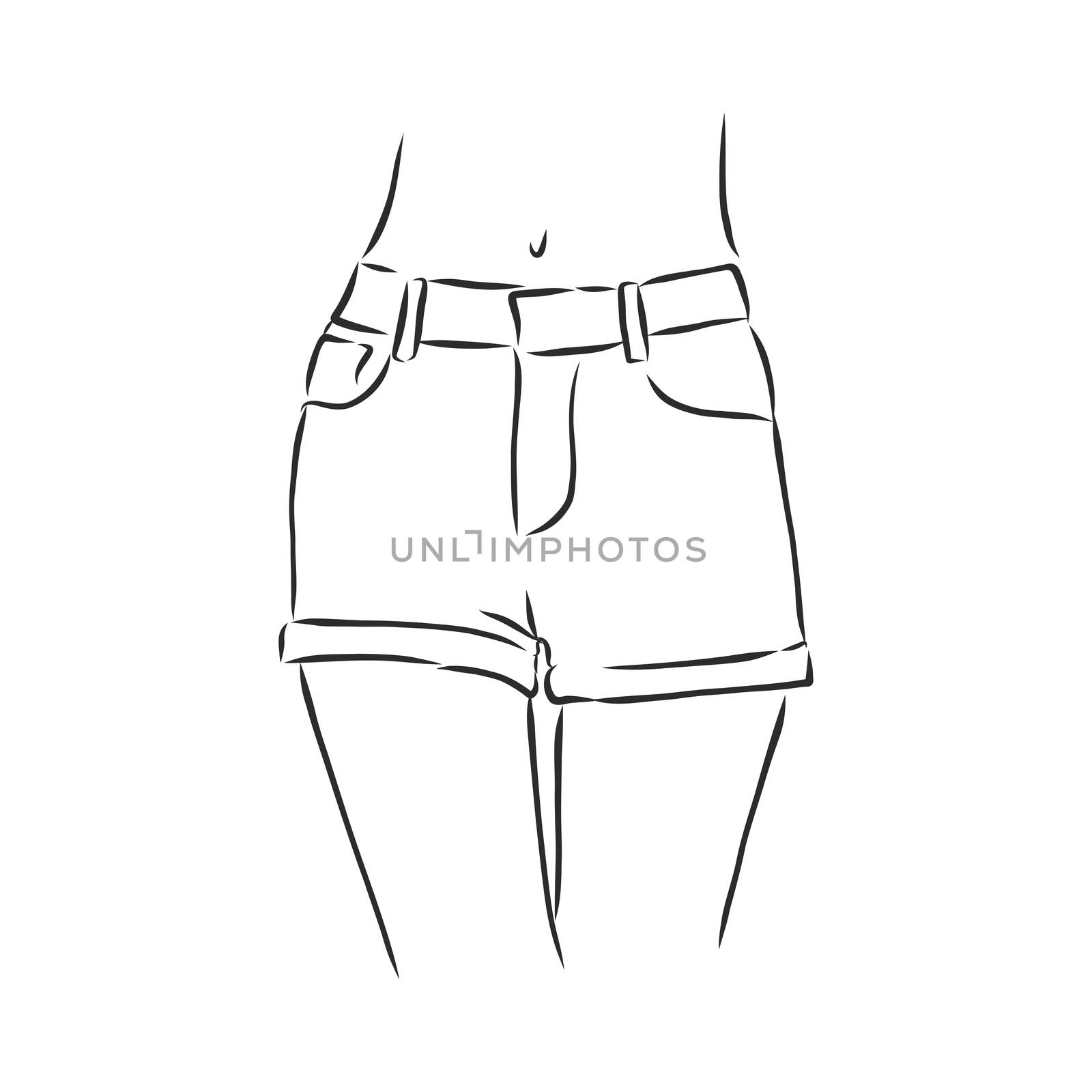 Vector illustration of shorts. Casual clothes. shorts, vector sketch illustration by ekaterina