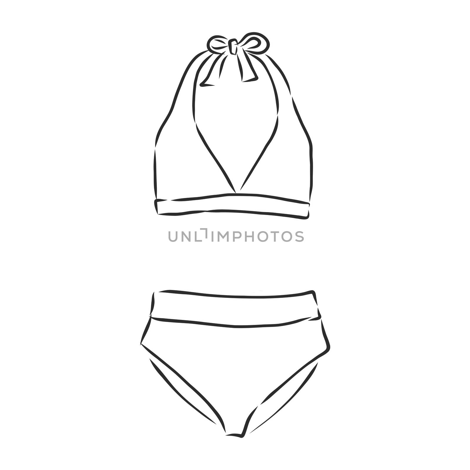 beautiful woman bodies in bikini vector illustration . swimsuit, vector sketch illustration by ekaterina