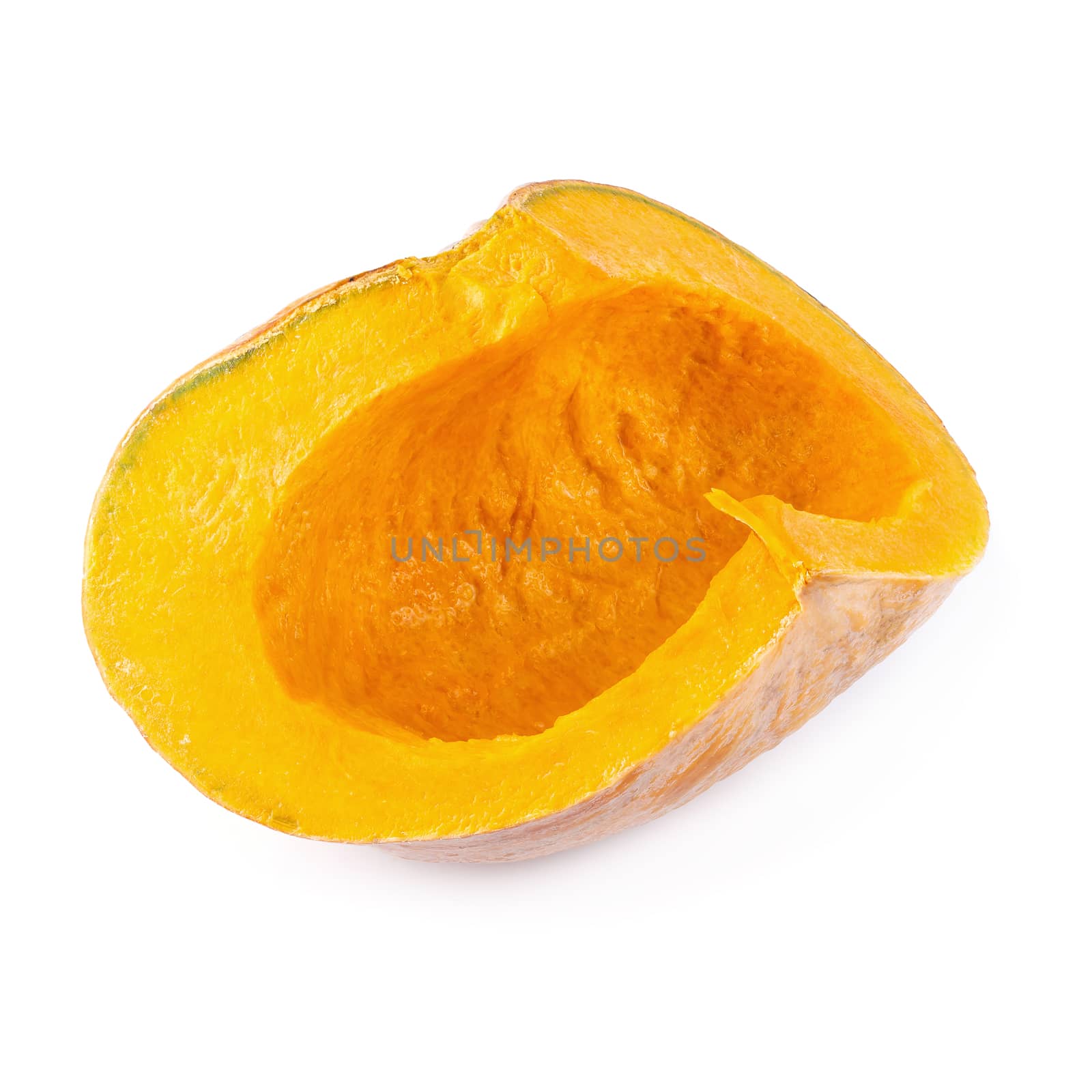 Slice of pumpkin isolated on a white background.