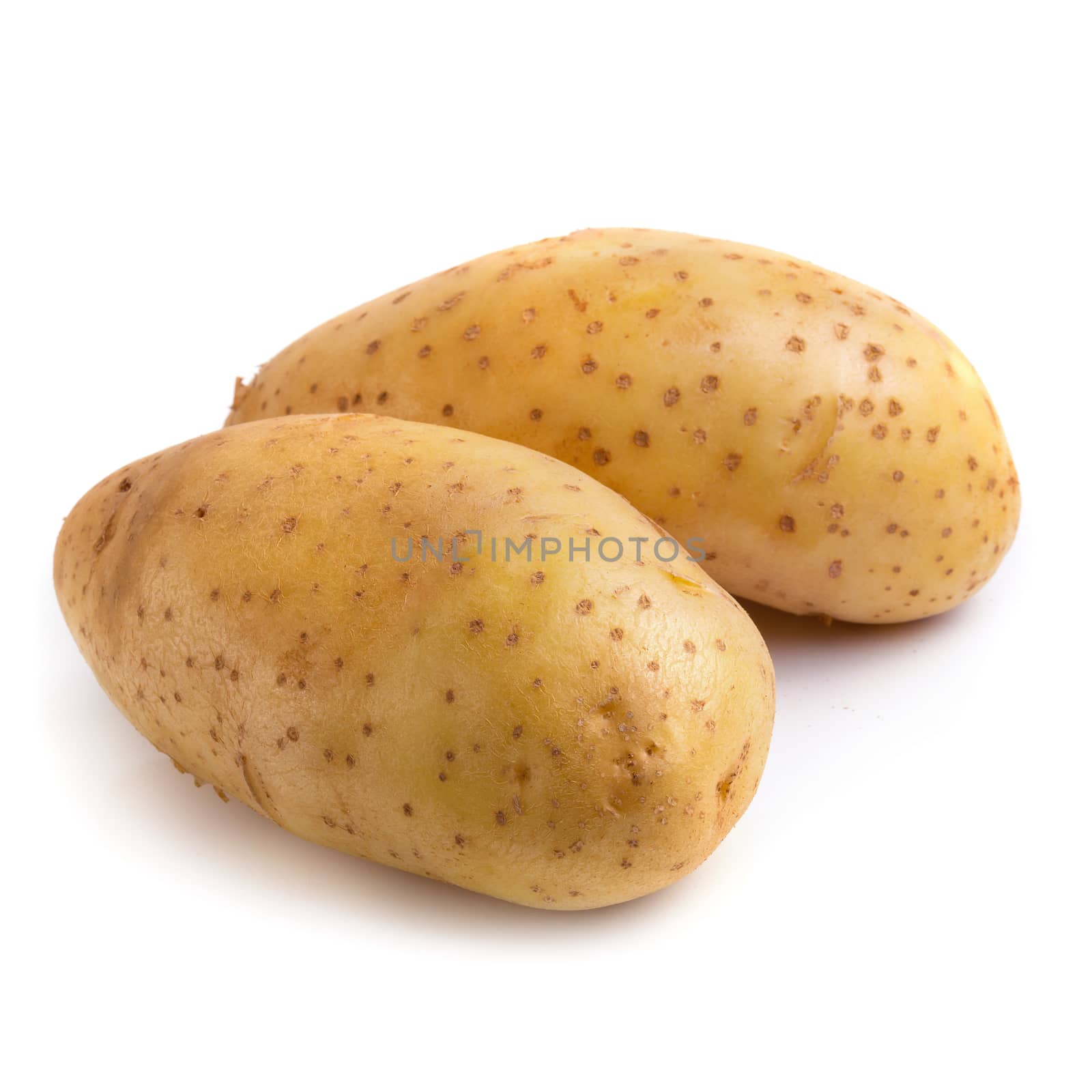 Fresh potatoes isolated on a white background.