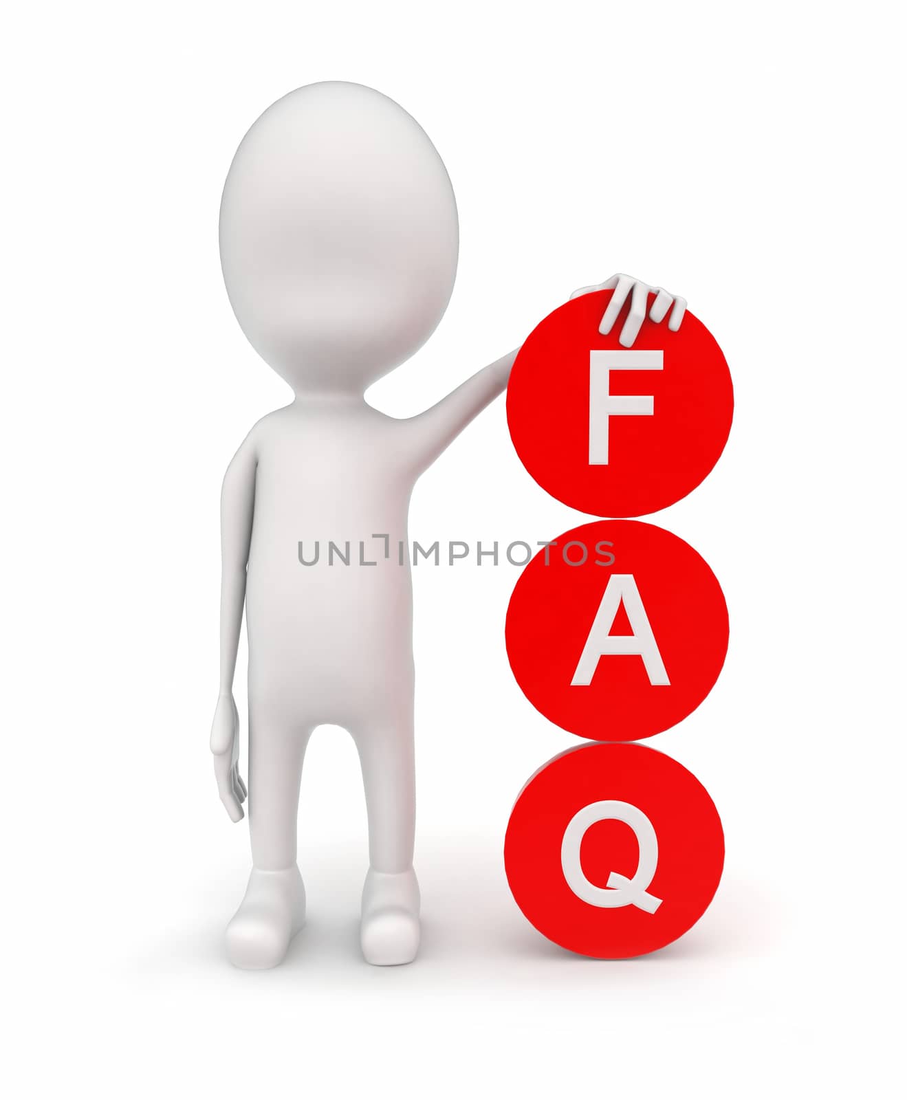 3d man presenting FAQ circle concept by qualityrender